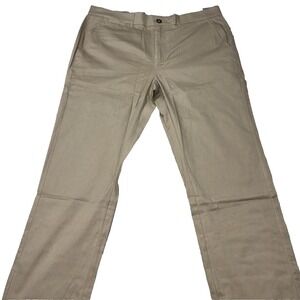 Flag & Anthem Nashville Straight Pants Men 34x32 Khaki Cotton Stretch Flat Front